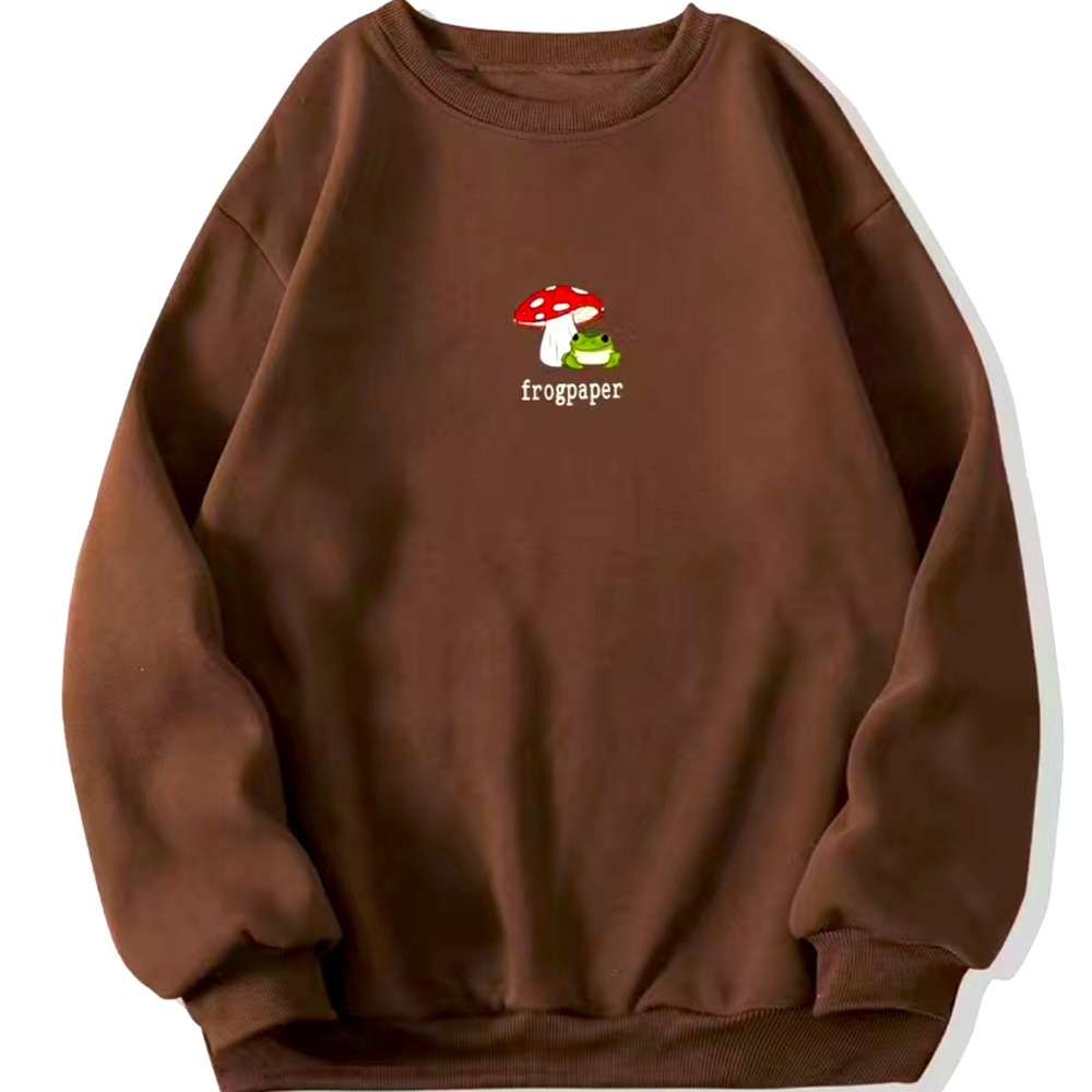 Women’s Mushroom and Frog Print Casual Sweatshirt